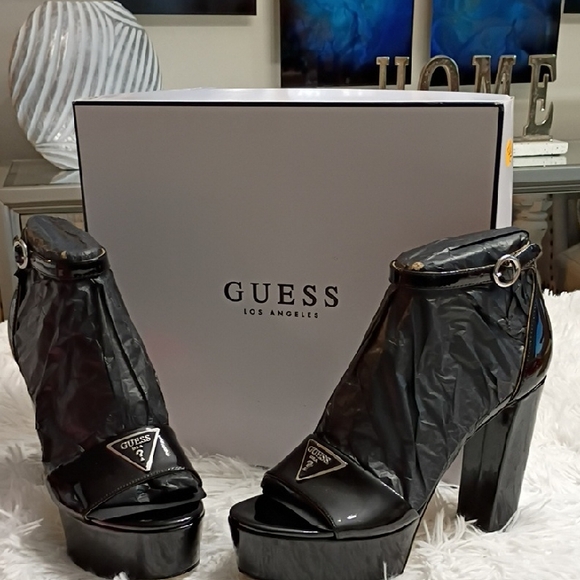 Guess Shoes - Guess Seton Black Platform Sandals Women's Sz 9 W Box 🆕 $130